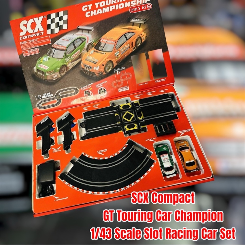 GT Touring Car Champion 1/43 Slot Racing Track Box Set - Orange & Green